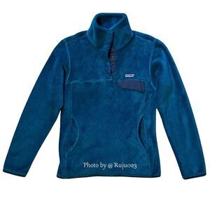 PATAGONIA Teal Blue Fleece ReTool Snap T Pullover Sweater Peacock Size Small EUC
